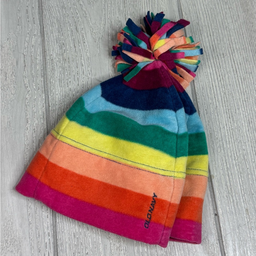 Adult Beanie with Pom, colorful stripes beanie